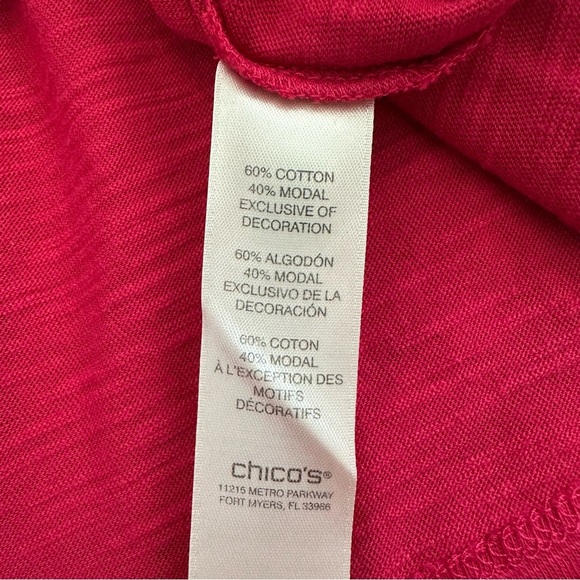 Chico’s Shirt Womens Size 2 Magenta Pleated Lace Top - Picture 3 of 13